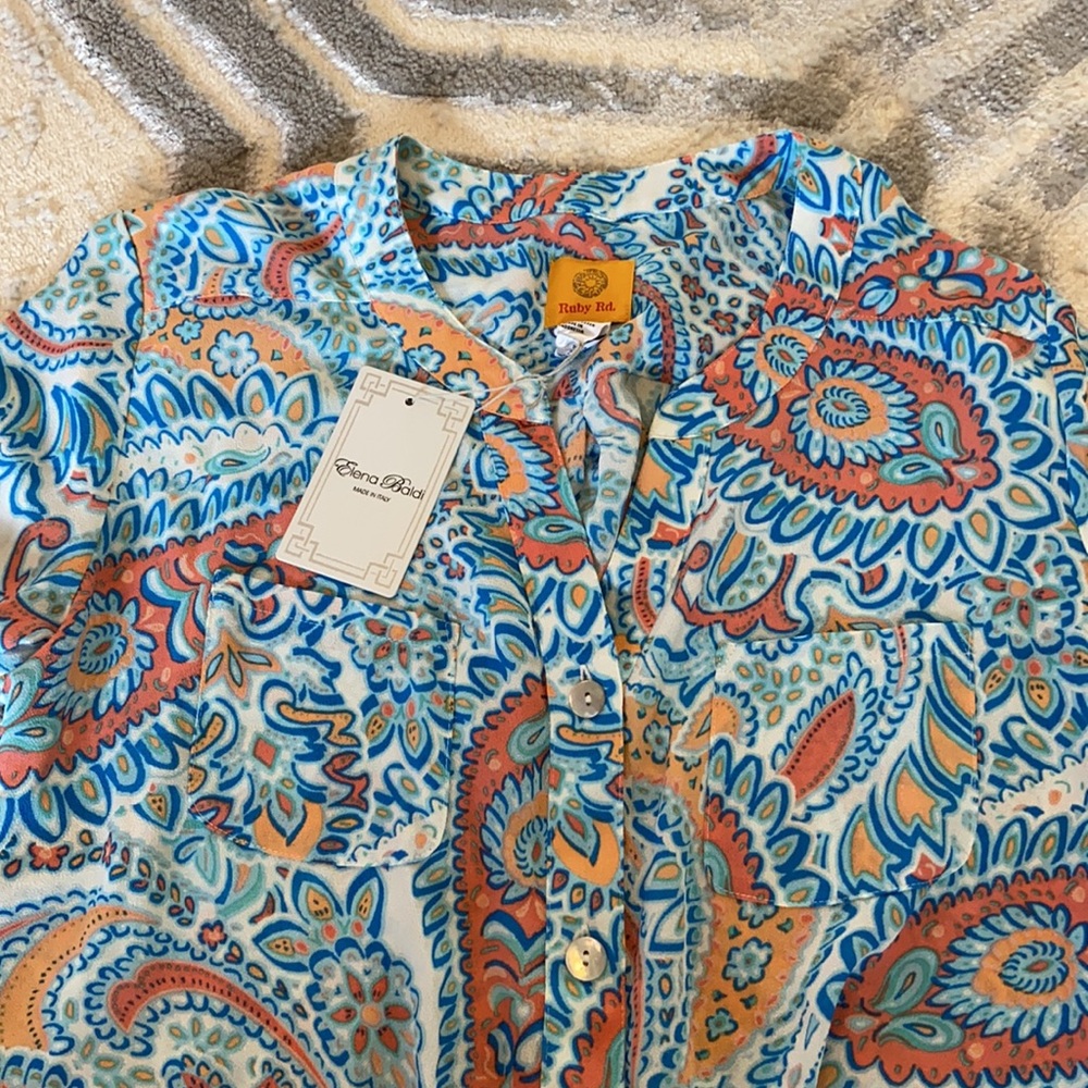 Ruby Rd. Front Tie Blouse - Picture 2 of 5